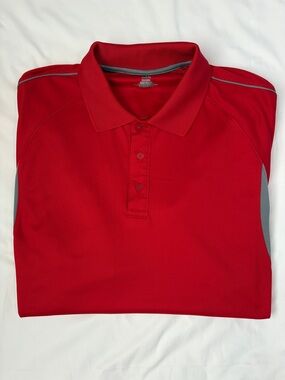 Russell Athletic Dri-Power Polo Shirt Men’s XL Red Gray Golf Moisture Wicking